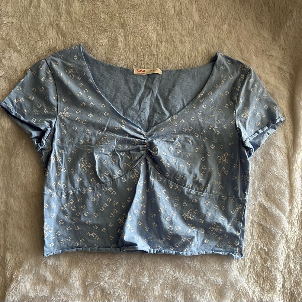 Light Blue Floral Crop Top